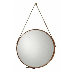 Round Leather Mirror with Hook