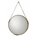 Round Leather Mirror with Hook